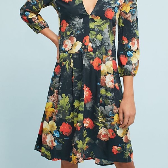 NWT🌸Anthropologie Floral V-Neck Dress The Odells - Picture 4 of 4